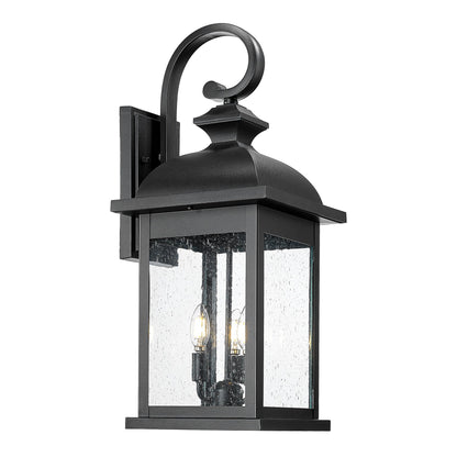 26" Outdoor Wall Light (Matte Black, Seeded Glass / 26", Single Unit)