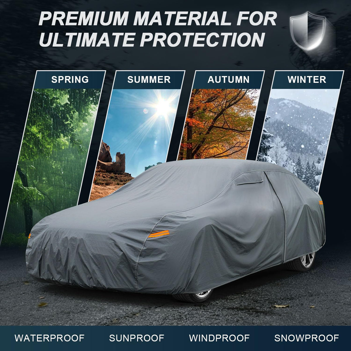 16 Layers Car Cover Waterproof All Weather for Coupe Heavy Duty (0 Coupe Car Cover / 0 Fit Coupe Length 196-202 inch)