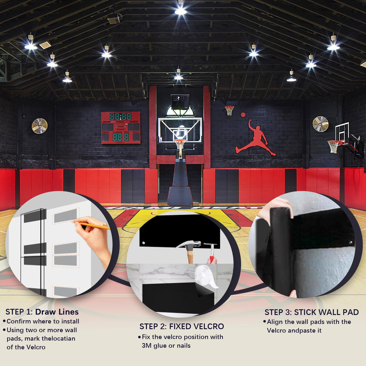 60" 72" High Gym Wall Padding 2" Thick Foam Basketball Court Wall Mount Protector for Garage Taekwondo Babyroom (WHITE / 60" x 20" x 2")