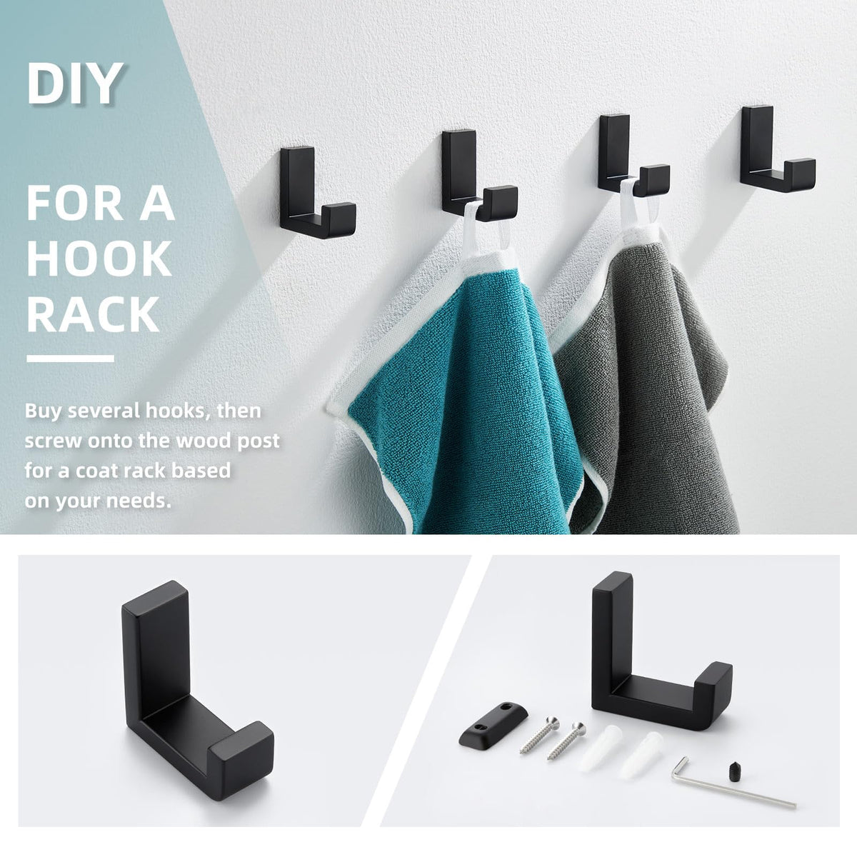 Towel Hook for Bathroom (Matte Black)