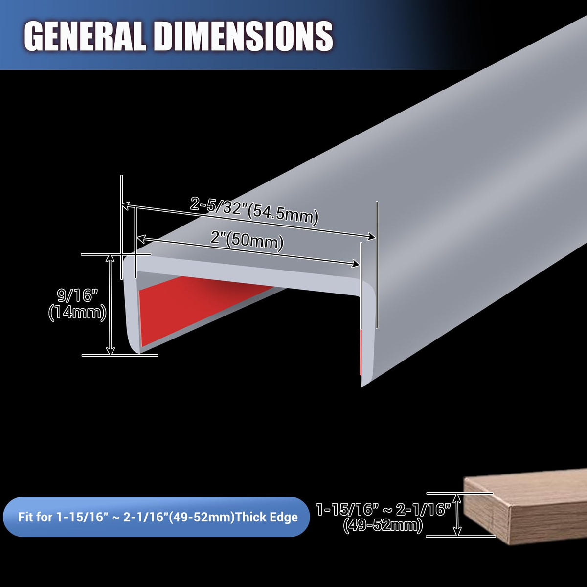 Rubber Edge Trim (Fit 2" - L20' / Grey)