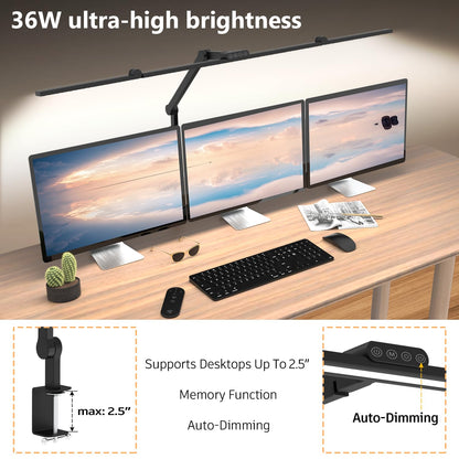3000 Lumen Ultra Bright Architect Desk Lamp with Clamp (Black)