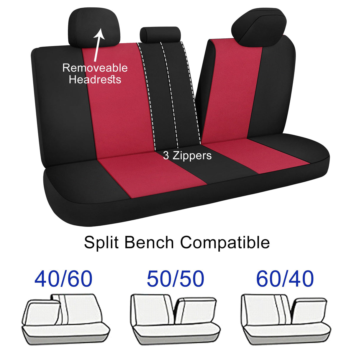 Waterproof Car Seat Cover Full Seats (Black/Red / Full Set)