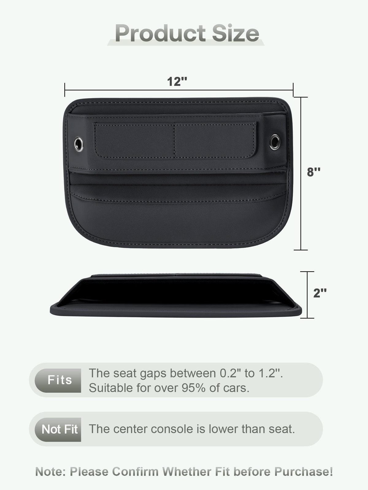 Universal Fit Premium Leather Car Seat Gap Filler Organizer (01 Black, 1 Pack)