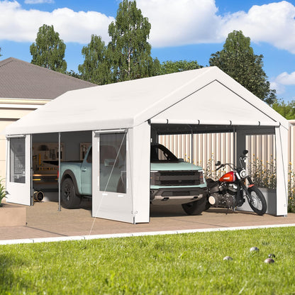 12x24 FT Heavy Duty Carport (White / 12x24)