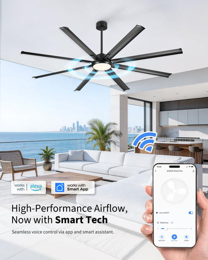 84 Inch Large Ceiling Fan with Light (Matte Black / 84 Inch)