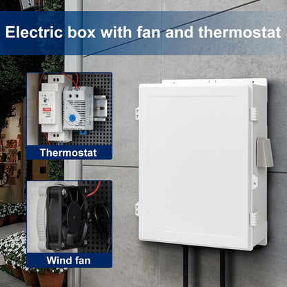 Outdoor Electrical Box with Thermostat and Fan (18.1"H x 12.6"L x 6.3"W & Thermostat)