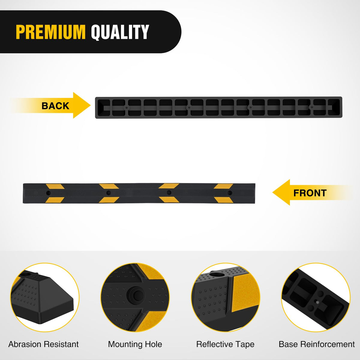 72 Inch Parking Curb with Reflective Strips (72" 2-Pack)