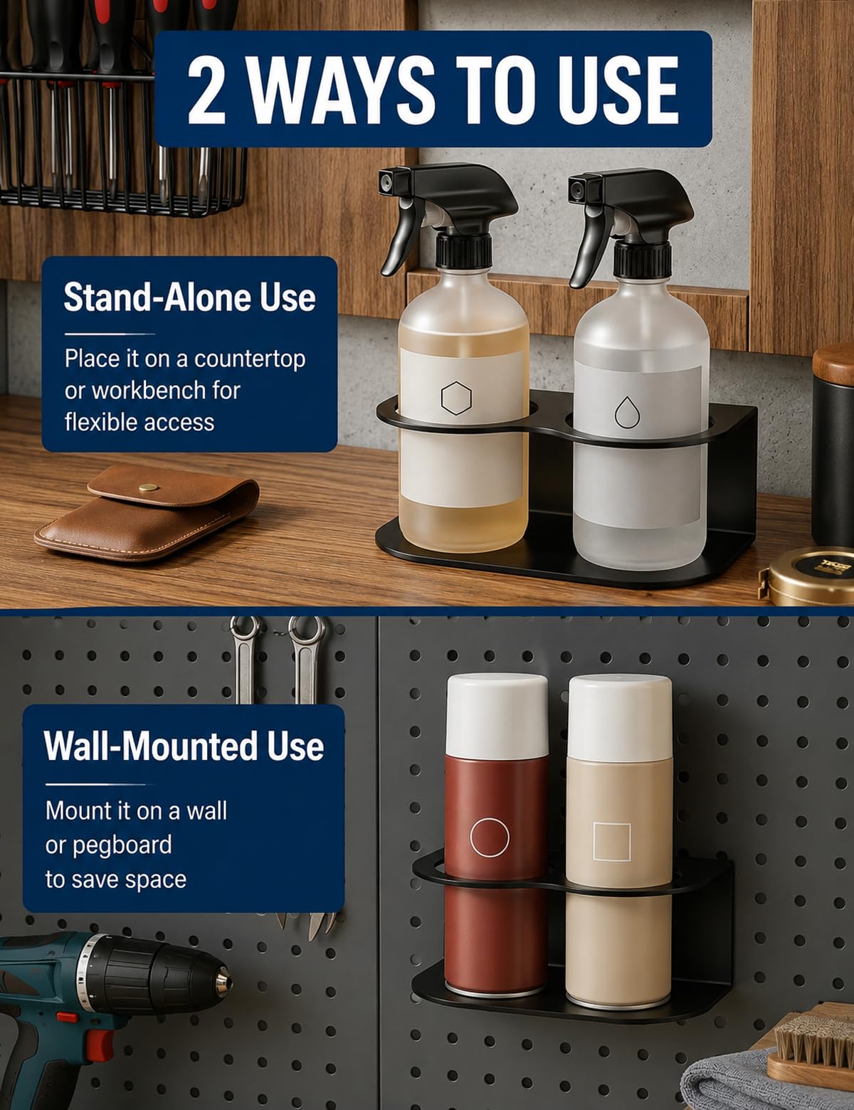 2 Pack Spray Bottle Holder Wall Mount