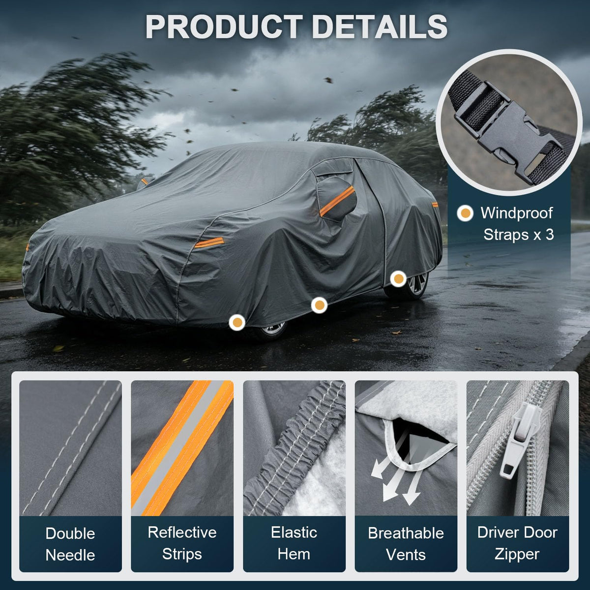 16 Layers Car Cover Waterproof All Weather for Sedan Heavy Duty (1 Sedan Car Cover / 1 Fit Sedan Length 178-185 inch)