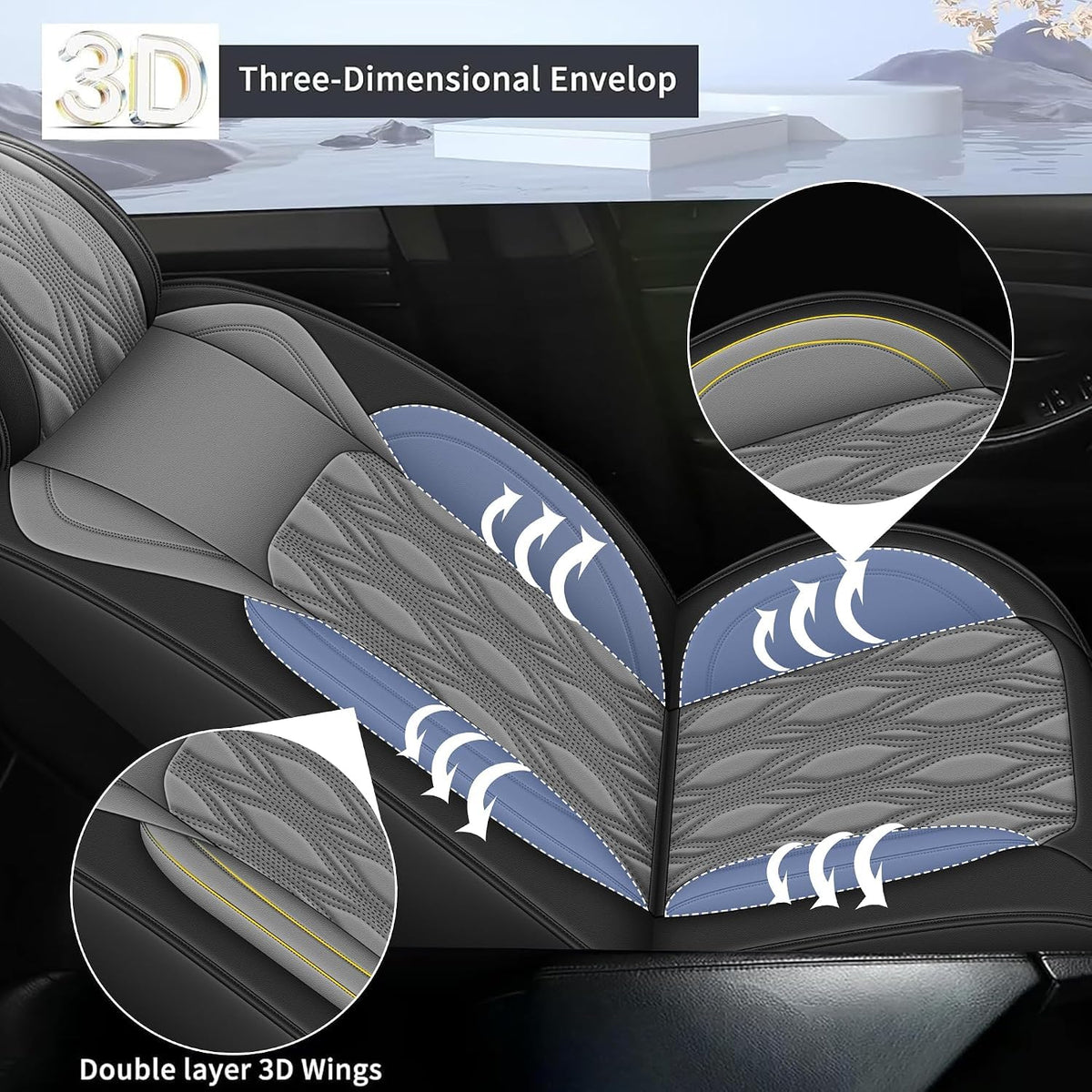 Full Set Waterproof Leather Seat Covers for Nissan Murano 2011 (#067 Black&Gray / 22.Murano-5 Seat Covers Full Set)