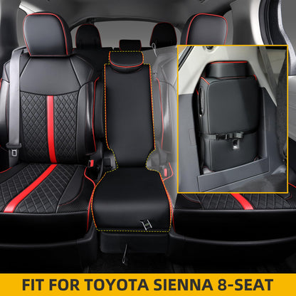 Custom Sienna Seat Covers for 2021 (Black with red Luxe / 8-Seat)