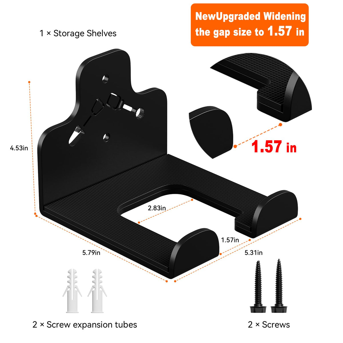 Garage Organizer Trimmer Rack Wall Mount (Black 3 Packs)