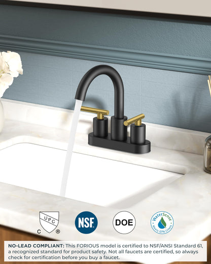 Black and Gold Bathroom Faucet Centerset (Gold&Black × 1)