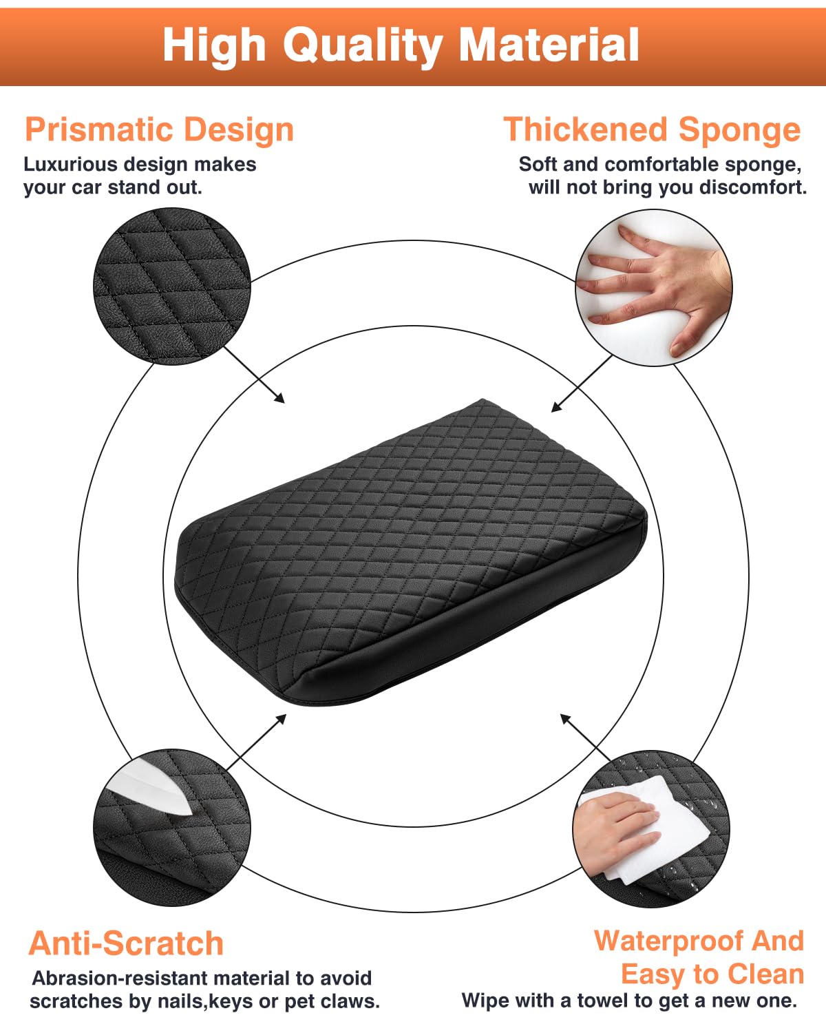 Custom for 2024 2025 2026 Honda Prologue Center Console Cover Armrest Cover for Honda Prologue Accessories Arm Rest Cushion Pad Leather Middle Console Cover Armrest Seat Box Protector Black (Size for Honda Prologue 2024-2026)