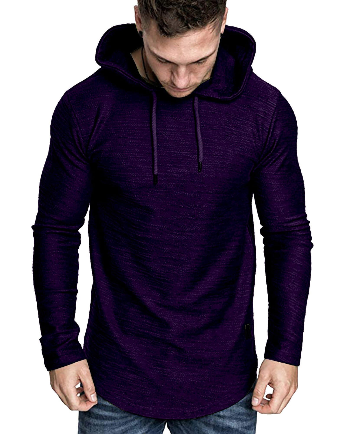 Mens Fashion Athletic Hoodies Sport Sweatshirt Solid Color Fleece Pullover Purple 3X (3X-Large / Purple)