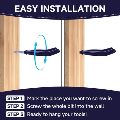 12 Pack Garage Storage System Steel U Hooks with Anti (Blue / 12 Pack)