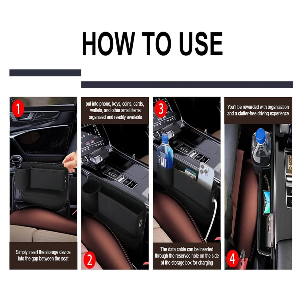 Car Seat Gap Filler Organizer for Tesla Model S 2016 (normal / Brown)