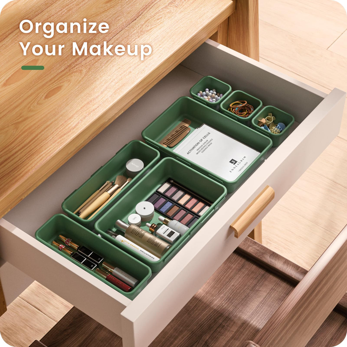 Tool Box Organizer Tray Divider Set Drawer Organizer (5 Size / Green)