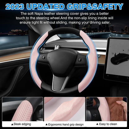 Custom Fit for Tesla Steering Wheel Cover (B-Pink)