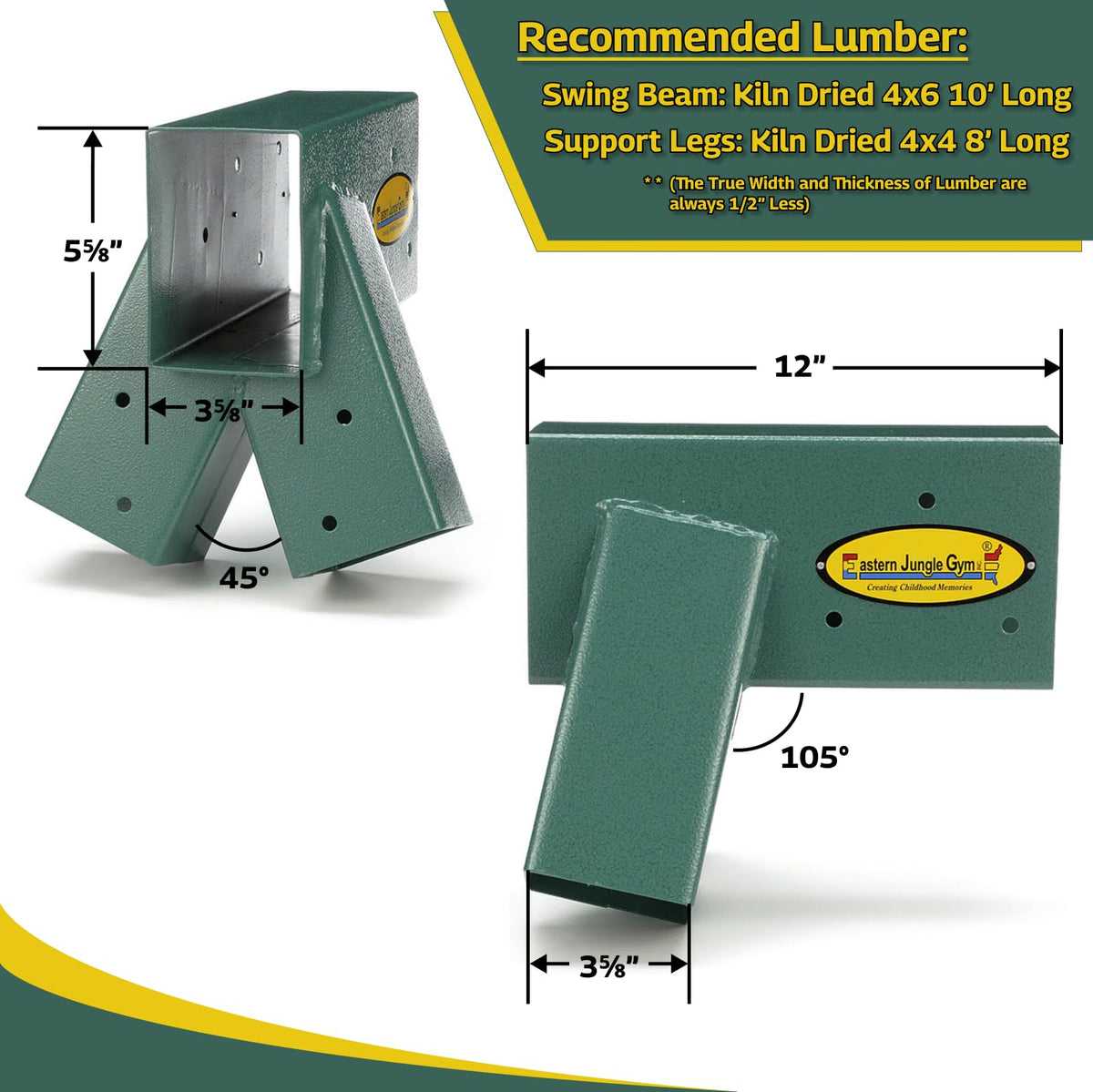 2 Easy 1-2-3 A-Frame Brackets & 1 Middle Bracket, Green (2 A-Frame Brackets + A-Frame Middle Bracket)