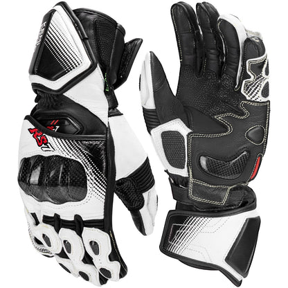 Leather Motorcycle Gloves for Men and Women (White / X-Large)