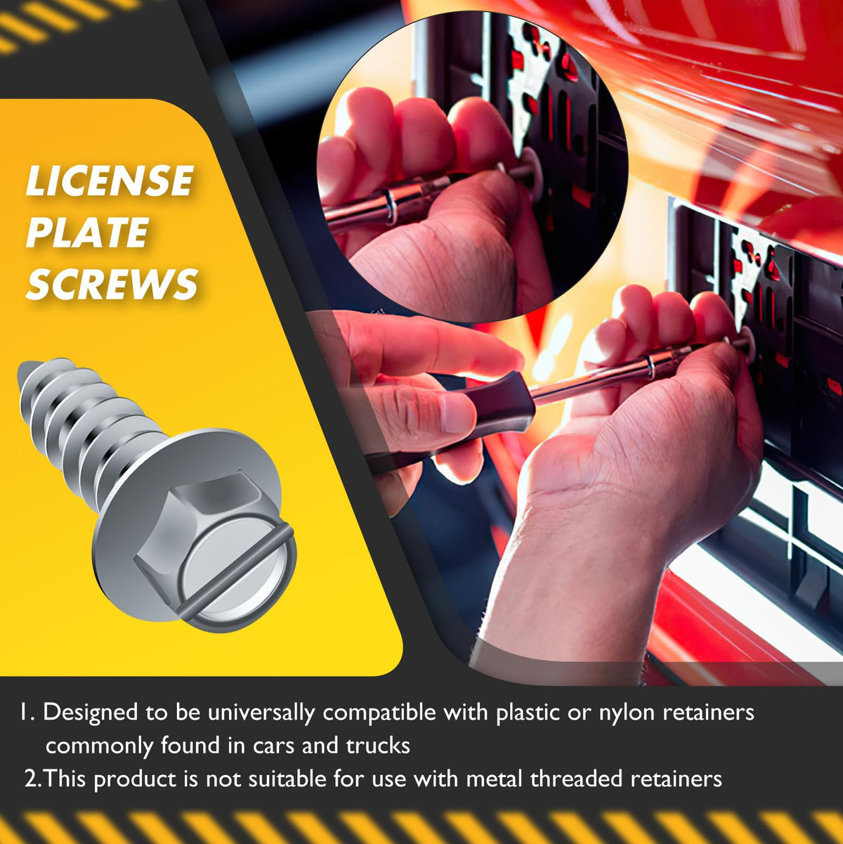 200 Pcs License Plate Mounting Screws for Car Dealers #14 x 3
