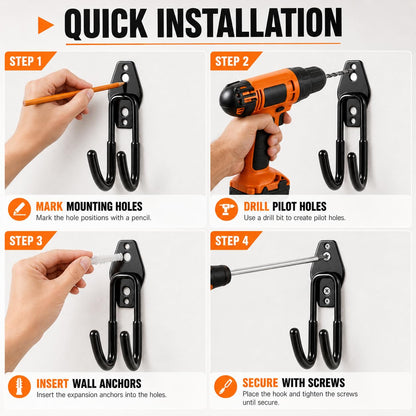 Hose Hanger Wall Mount 2 Pack (Black 2 Pcs)