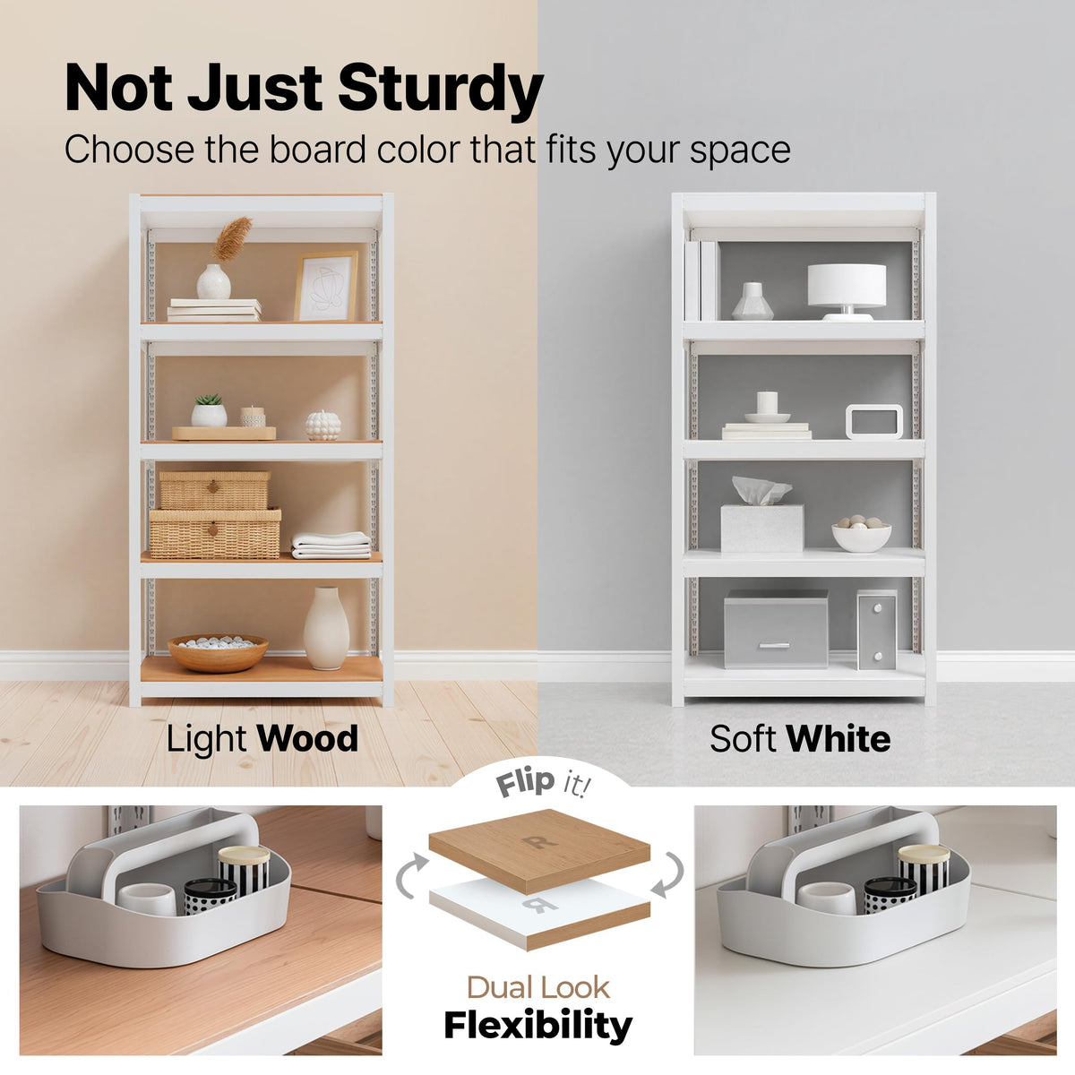 House White 36.2" W 5 Tier Storage Shelves Garage Shelving 2EA (White / 36.2"W x 16.5"D)