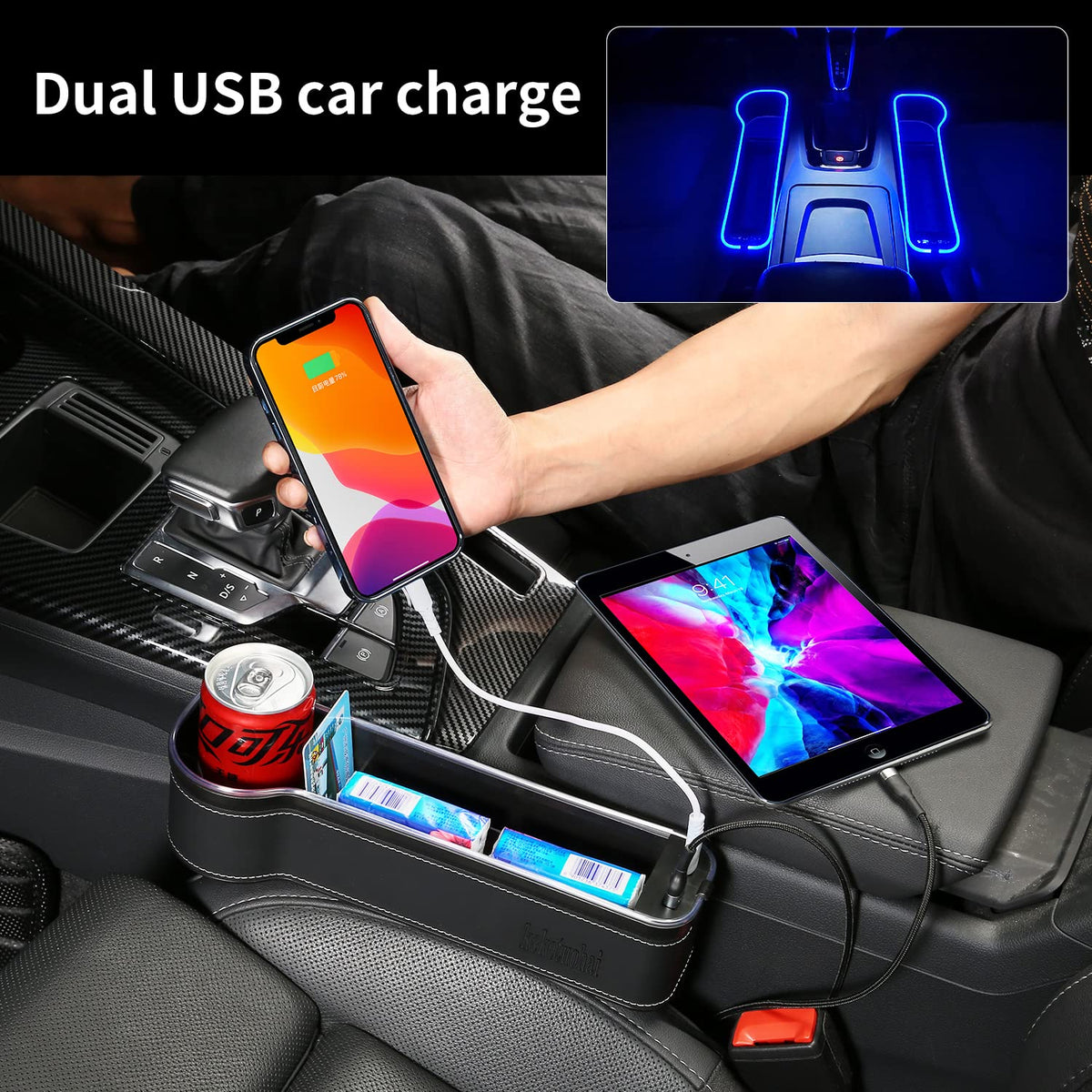 7 Color Led Car Seat Gap Organizer (7 colors)