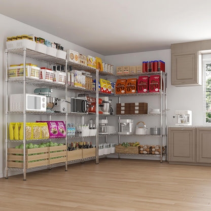 70" W Storage Shelves 1600LBS Heavy Duty Metal Shelving (Chrome / 69.8"W × 15.8"D × 71"H)
