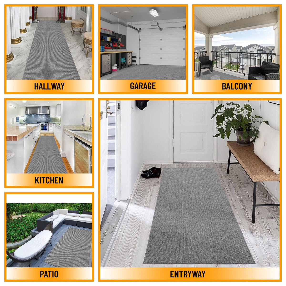 Ottomanso 7x48 Large Waterproof Floor Mat (Grey / 6'6" x 48' (Runner))