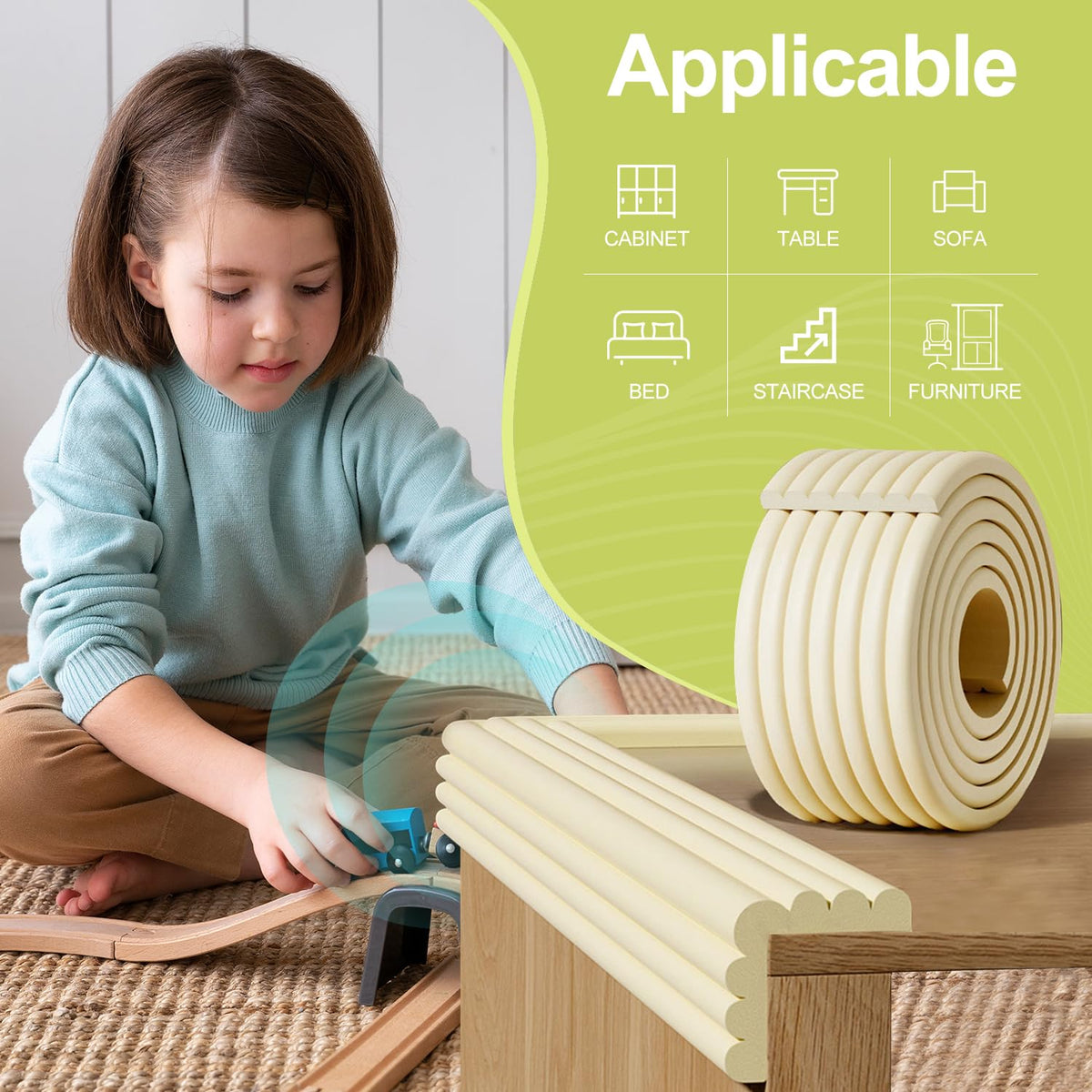 Baby Proofing Wall Corner Protector (Brown-l / 6.56Ft x 11.8"W x 0.47"Th)