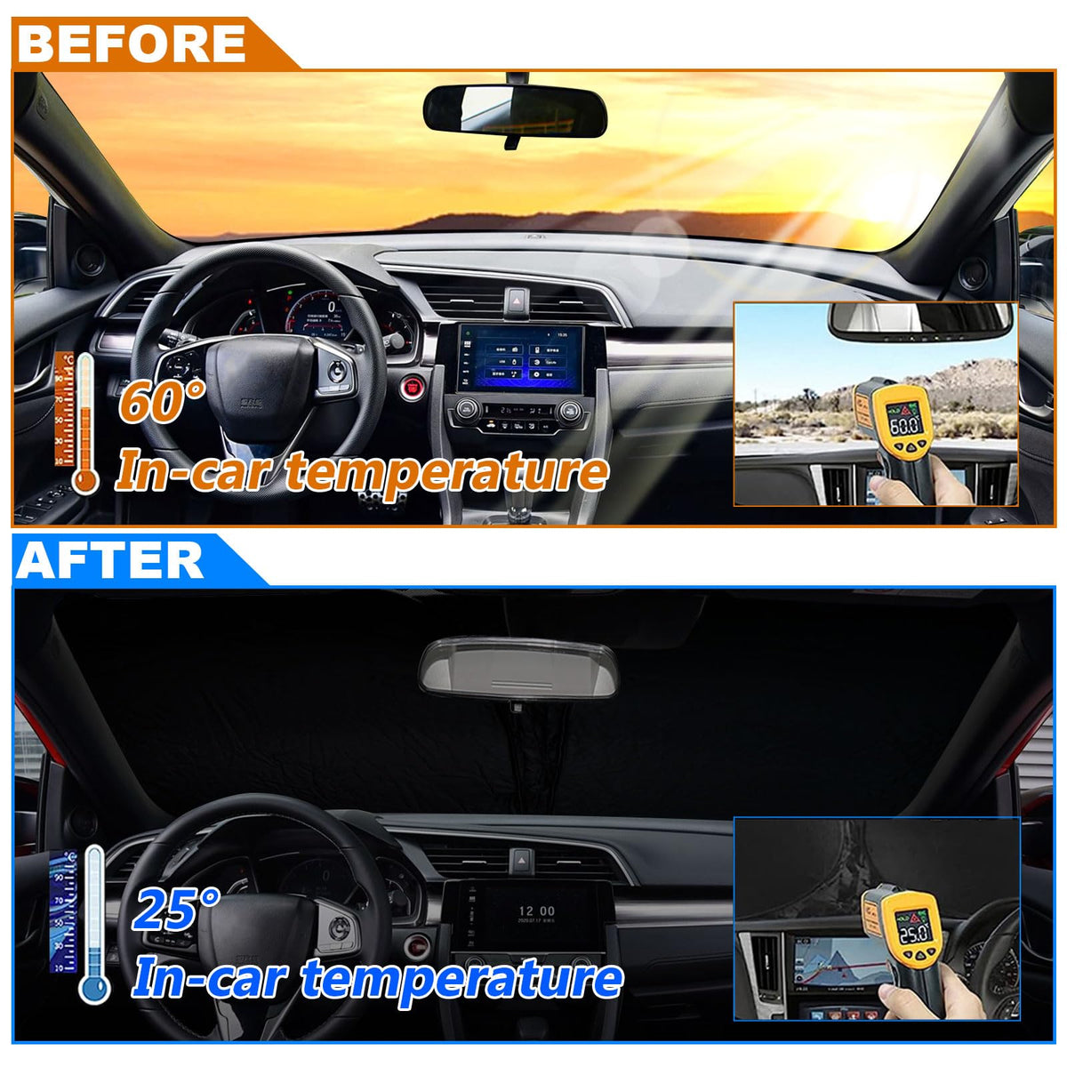 Foldable Front Windshield Sunshade fit for Honda Civic 2016 (Fit for Honda Civic 2016-2021)