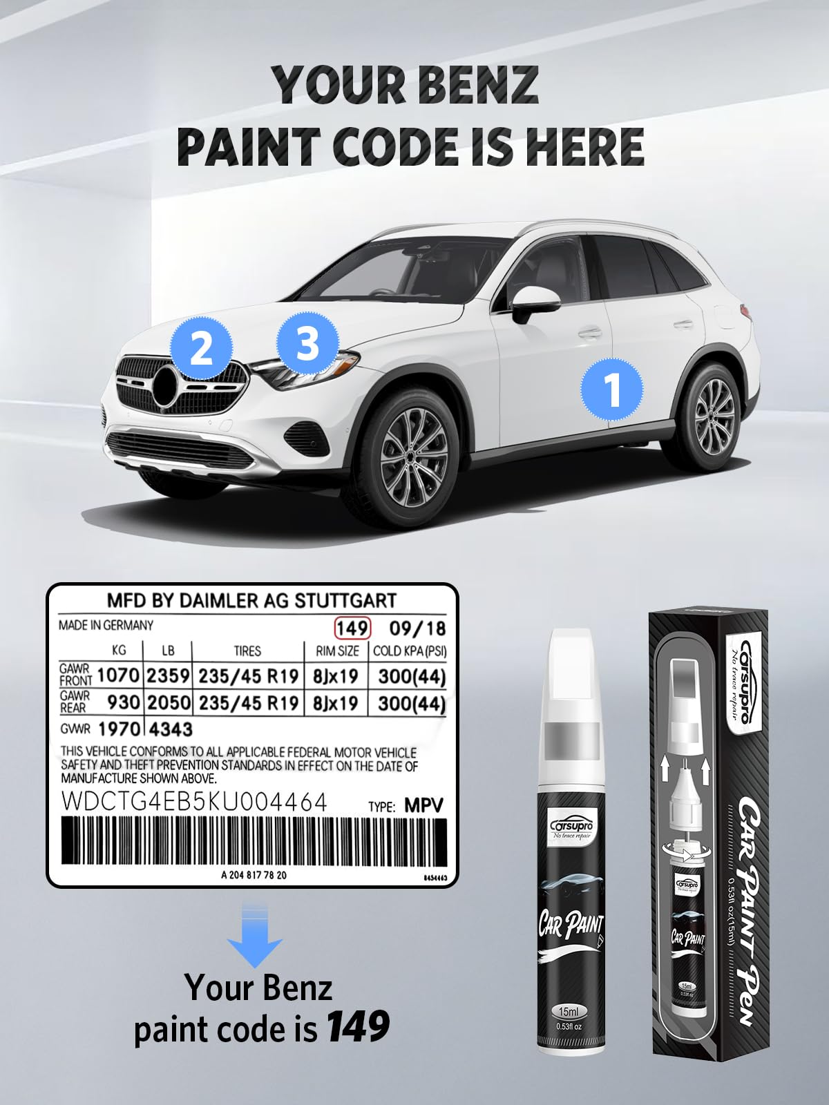 Obsidian Black Metallic (for Mercedes Benz / Obsidian Black Metallic(197/9197) for B/C/E/G/R/M/S/CL/GL/ML/SL/CLK/GLC/GLE/GLK/CLS/SLC/SLK/SLS/AMG GT/ CLK Cabrio/A/GLA/GLS Series Sprinter/Metris/CLA-Coupe/Roadster/EQC/EQB/EQS/Maybach/EQE)