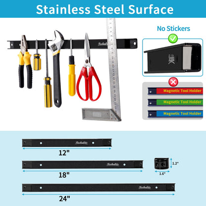 4 Pieces 18" Magnetic Tool Holder Strip (Black 4PC / 18")