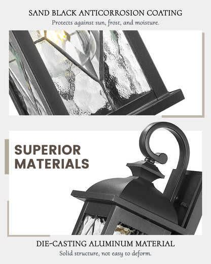 15" Exterior Wall Sconce (Matte Black, Lozenge Pattern / 15", 2 Pack)