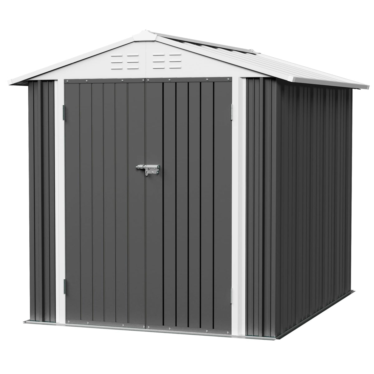 Metal Outdoor Storage Shed 8 x 6 FT Metal Shed with Lockable Door (Gray / 8x6 FT)