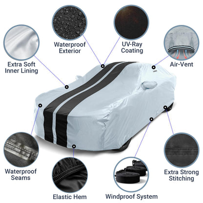 Car Cover Waterproof All Weather for 2008 (Gray / Black (Stripe) / 28. G8 Sedan 2008-2009)
