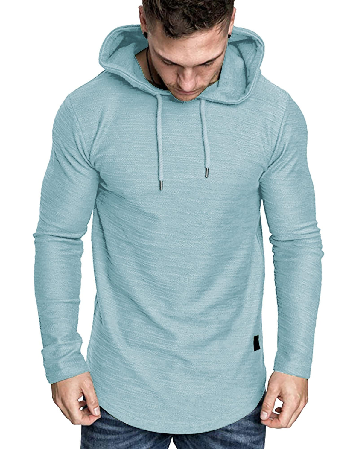 Mens Fashion Athletic Hoodies Sport Sweatshirt Solid Color Fleece Pullover Sky Blue (Medium / Sky Blue)