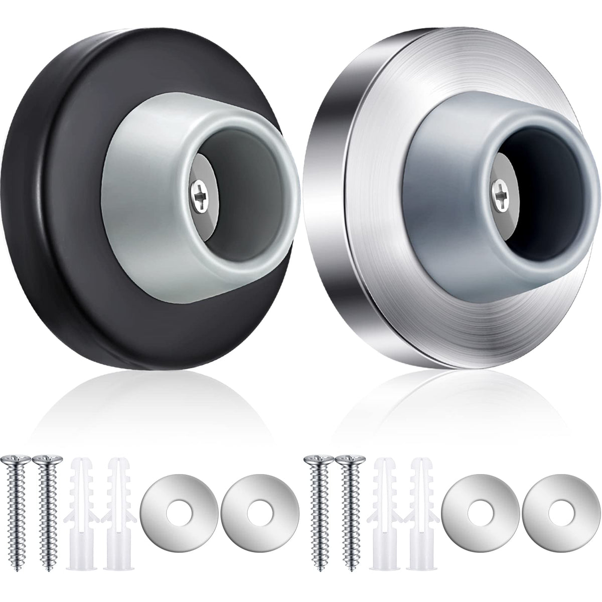 Wall Door Stopper (Silver, Black)