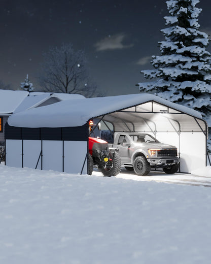 20x20FT Metal Carport Heavy (Grey+White / 20x20FT)