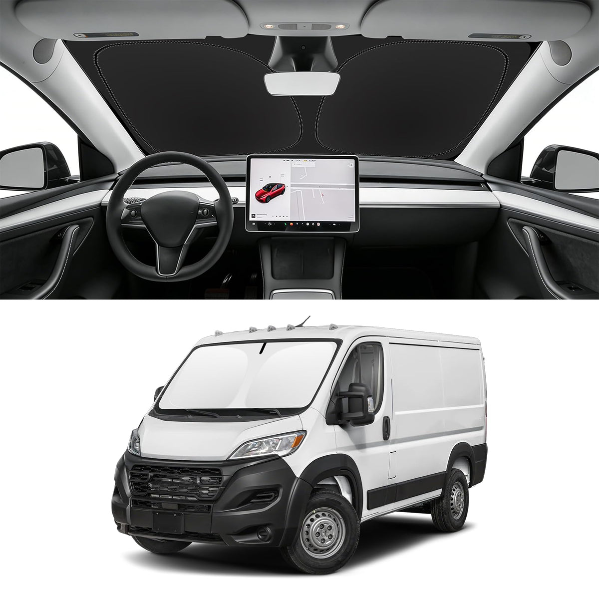 Custom Fit Windshield Sun Shade for 2014 (for 2014-2026 RAM ProMaster)