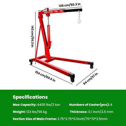 2 Ton Folding Engine Hoist (Red-No Leveler)