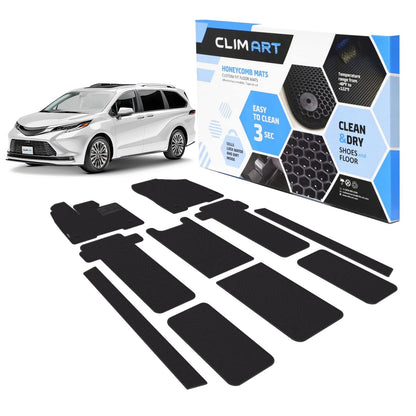 All Weather Car Floor Mats Compatible with Toyota Sienna 2021 (Black/Black / For Sienna 21-27)