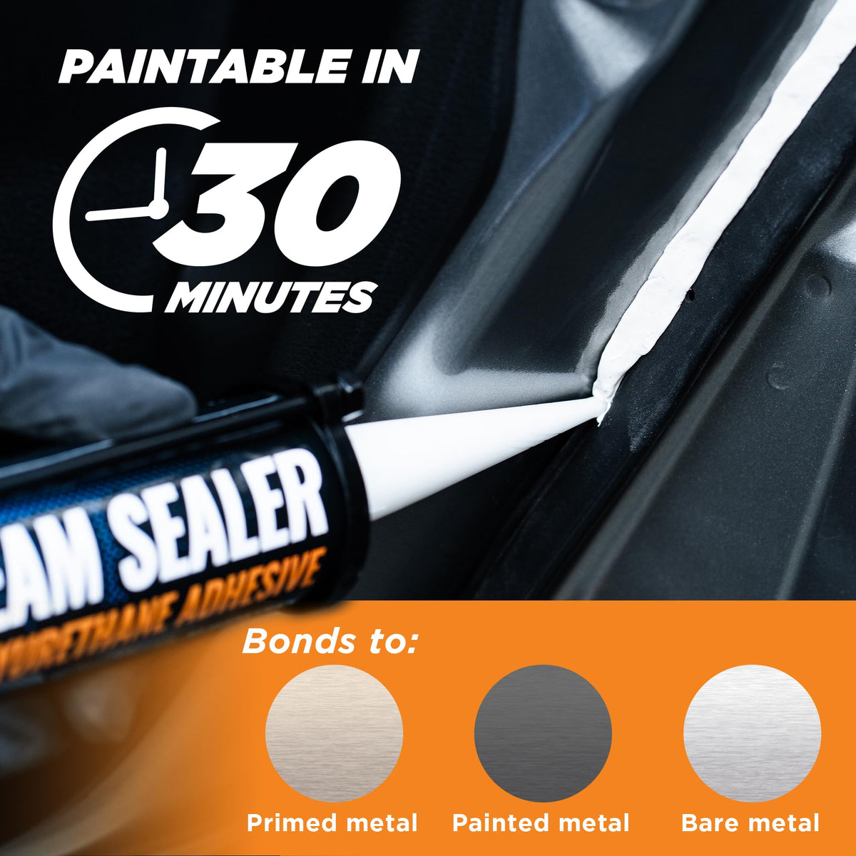 White] 2 Pack Professional Automotive Seam Sealer (White)