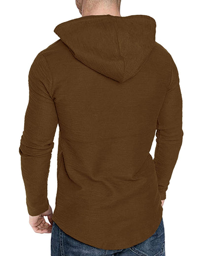 Mens Fashion Athletic Hoodies Sport Sweatshirt Solid Color Fleece Pullover Brown XX (XX-Large / Brown)