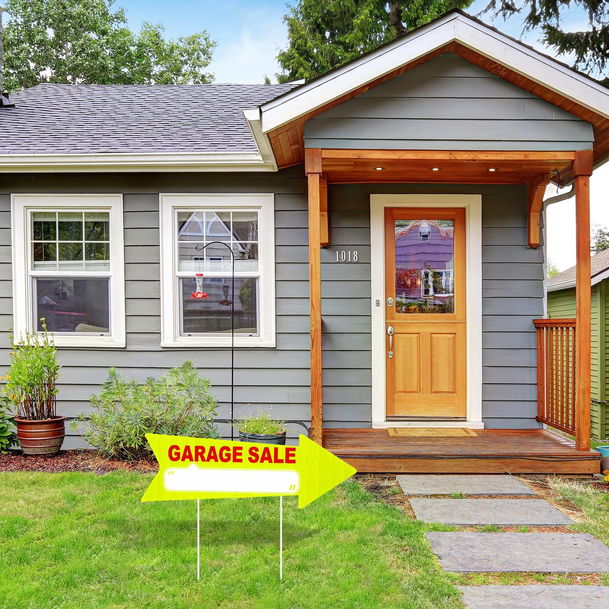 12 Pcs Garage Sale Signs with Stakes 17'' x 6'' (Yellow and Red)