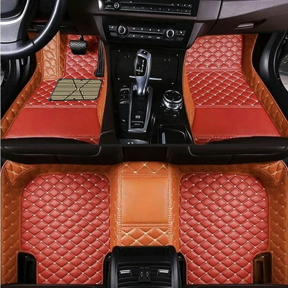 Custom Car Floor Mats for 99.99% Sedan SUV Sports Car Men Women Protection Full Coverage Pads Anti (Edge Orange Medium Red Beige)