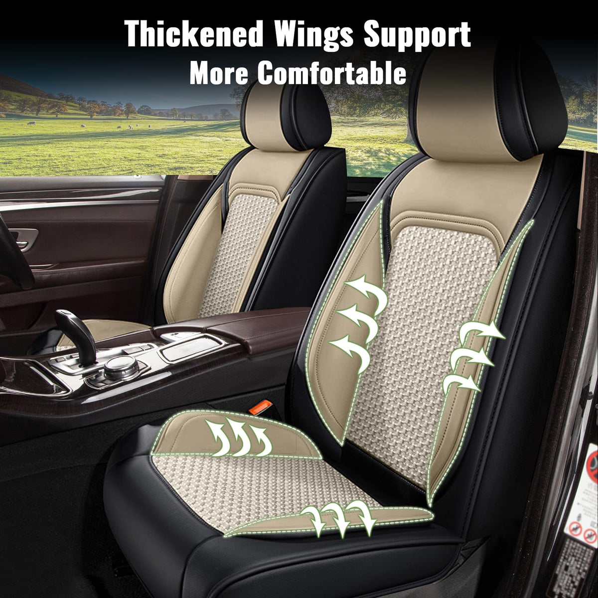 Faux Leather Front Set for Mazda CX (#053 Black&Beige / 84.cx-50-2 front seat covers only)